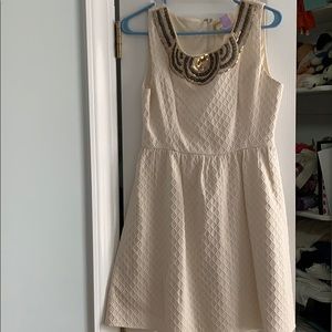 creme dress with collar detail